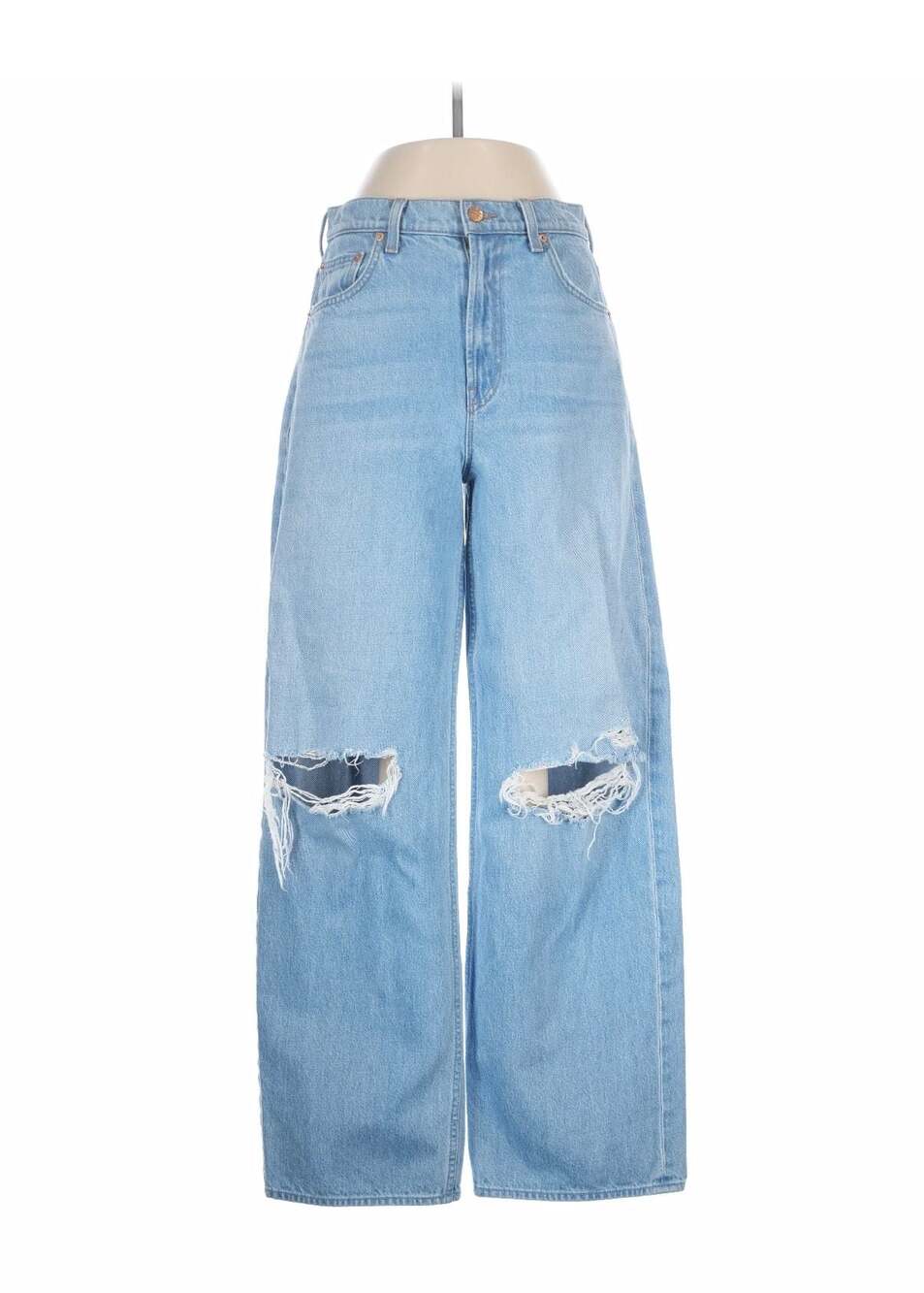 Mother The Snacker High Rise Wide Leg Distressed Jeans Size 24